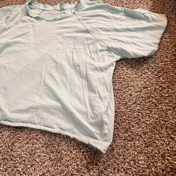 Light Blue OVERsized Crop top T-shirt Thick 100% Cotton U.S. Vtg Quality Goods - Picture 11 of 11